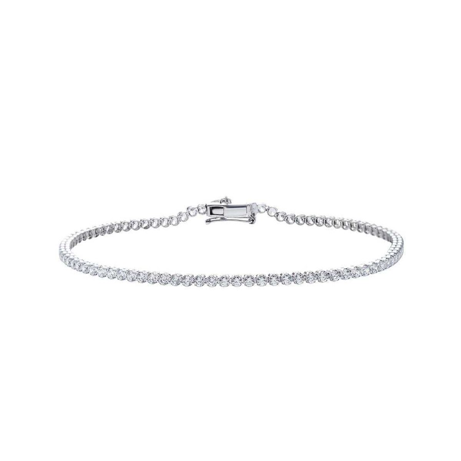 Joyer A ARGYOR | Pulsera Riviere Oro Blanco 18K 1.9Mm (040102B)