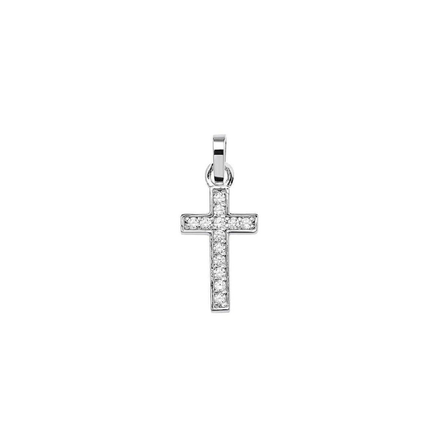 Joyer A ARGYOR | Cruz De Oro Blanco Con Diamantes O Circonitas (75B0025)