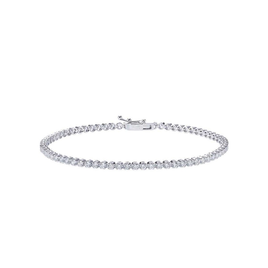 Joyer A ARGYOR | Pulsera Riviere Circonitas En Oro Blanco, 2.4Mm (040105B)