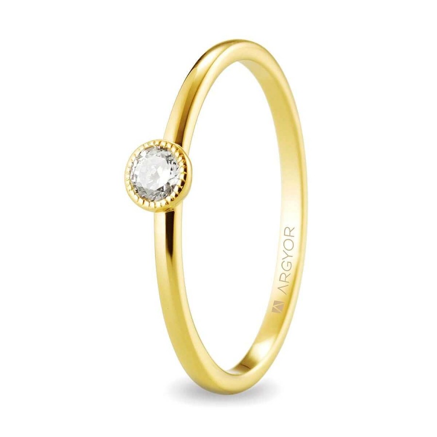 Joyer A ARGYOR | Anillo De Oro Amarillo Solitario Con Diamante 0.15Ct (74A0078)