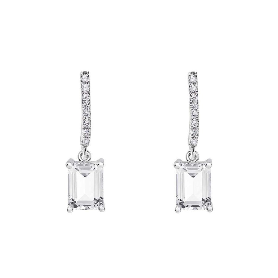 Joyer A ARGYOR | Pendientes En Plata Con Cabezal En Barrita Y Topacio Blanco 79B0500Tb(1|2|3)