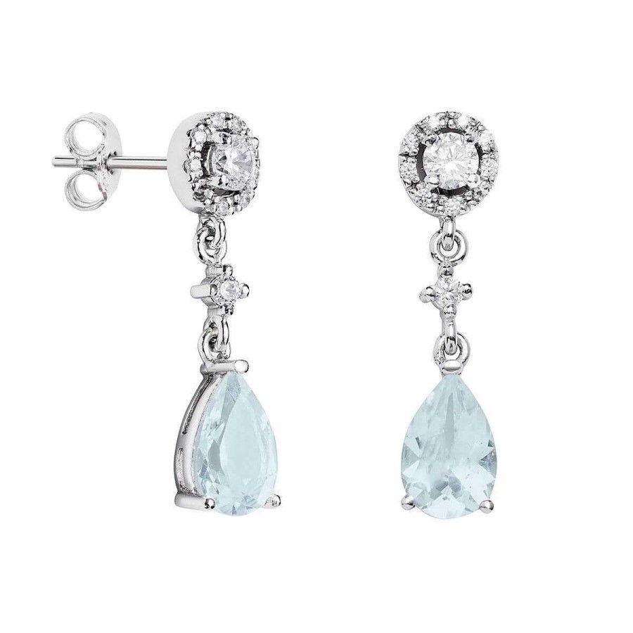 Joyer A ARGYOR | Pendientes De Novia Largos En Plata Con Topacio Azul (75B0216Tta)