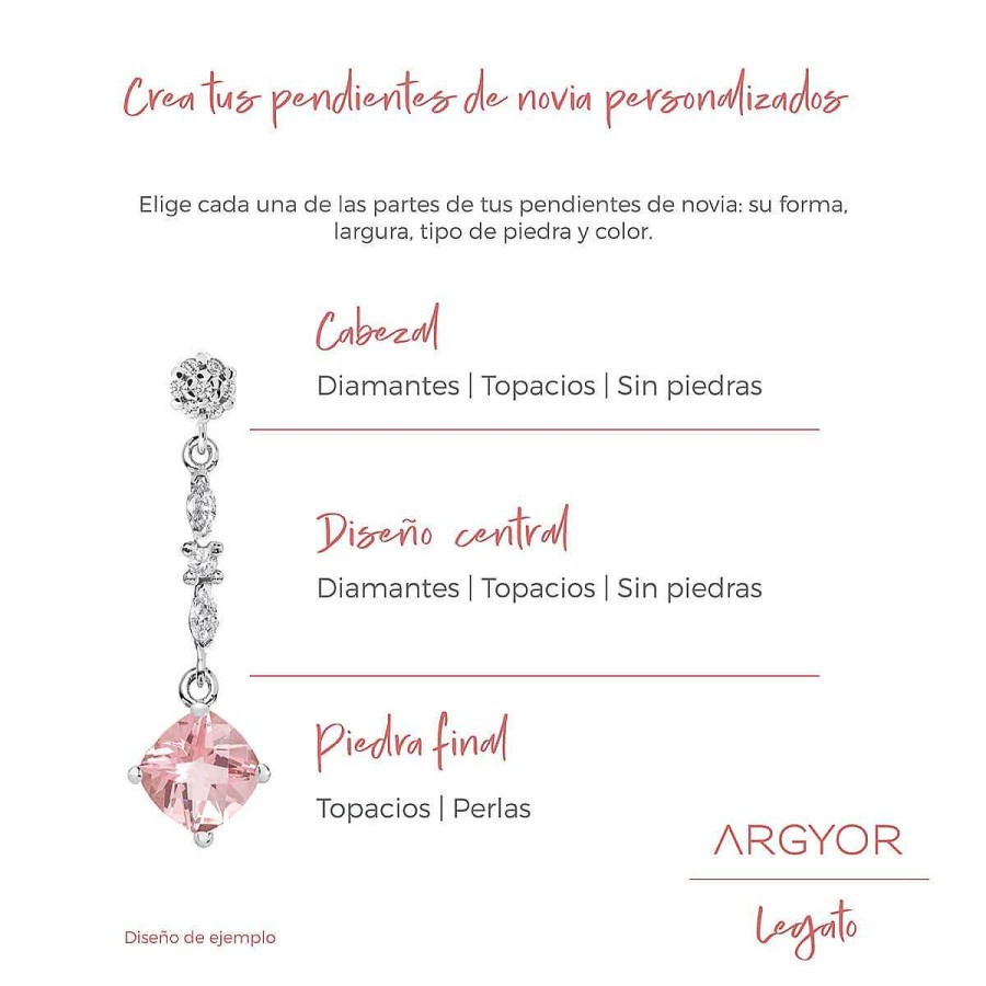 Joyer A ARGYOR | Pendientes De Oro Blanco 18K Y Topacio Para Novias 79B0502Tc(1|2|3)