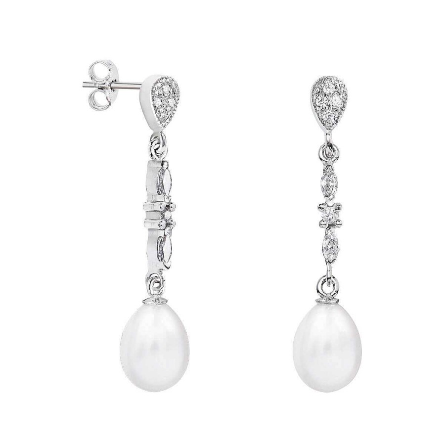 Joyer A ARGYOR | Pendientes De Perlas Novia Plata Con Topacios Marquise (79B0205Te1)