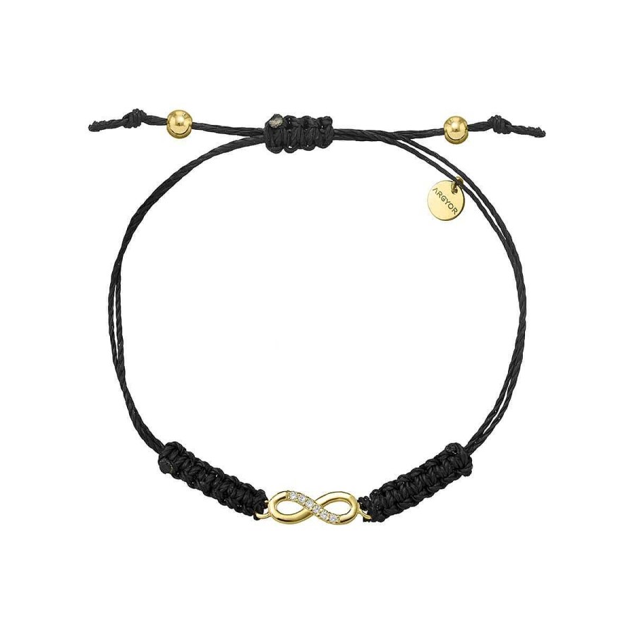 Joyer A ARGYOR | Pulsera Macram Oro Infinito Con 6 Brillantes (76Ama008)