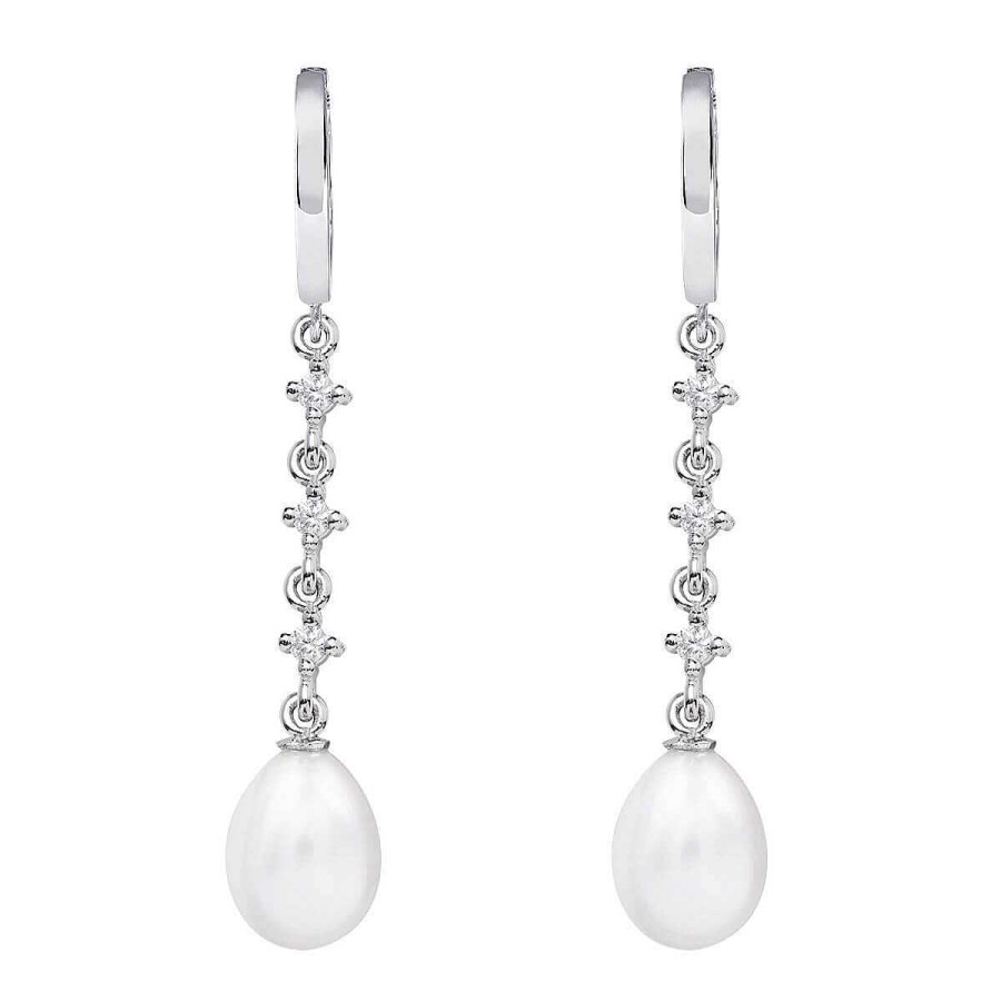 Joyer A ARGYOR | Pendientes De Perlas Para Novias Largos En Oro Blanco (79B0303Te1)