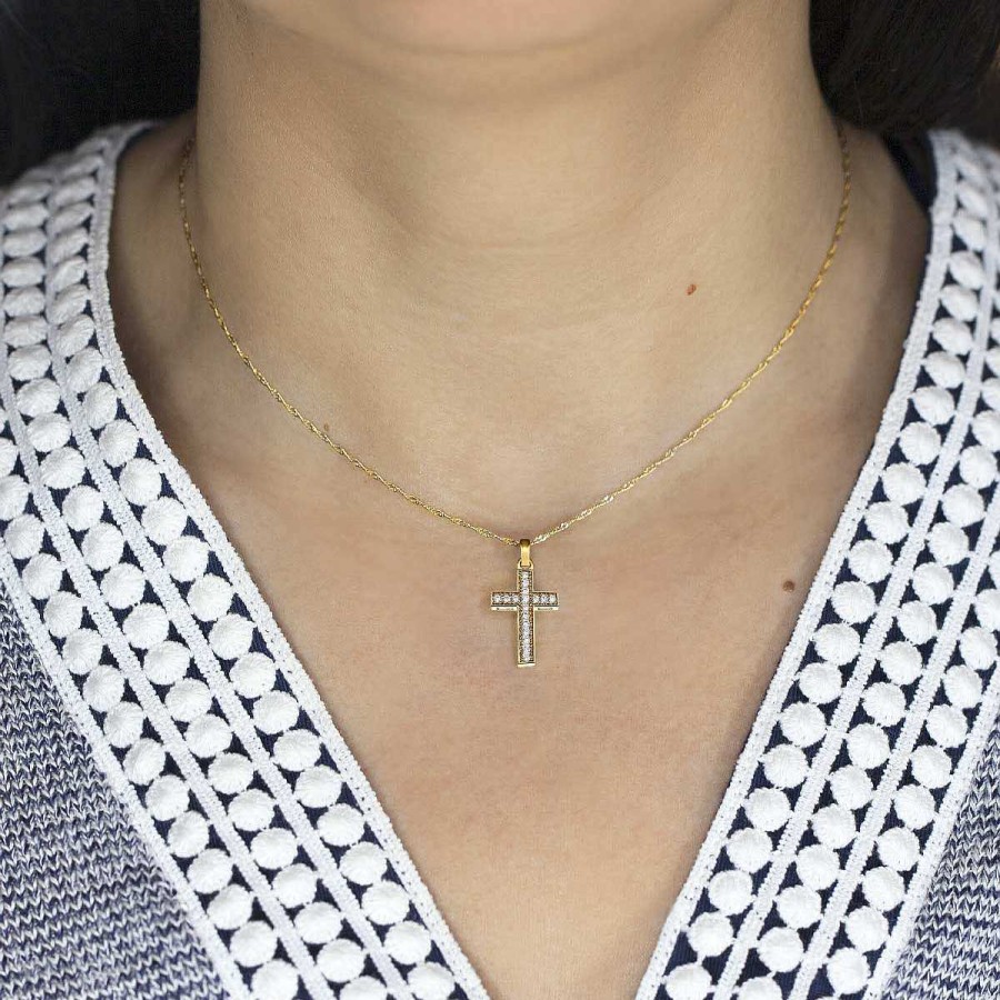 Joyer A ARGYOR | Cruz De Oro Amarillo Con Circonitas O Diamantes (75A0021Z)