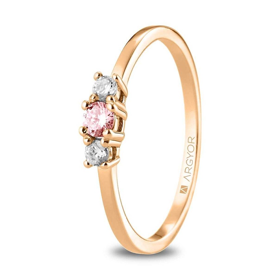 Joyer A ARGYOR | Anillo De Oro Rosa Con Zafiro Rosa Y Diamantes (74R0083Zr)