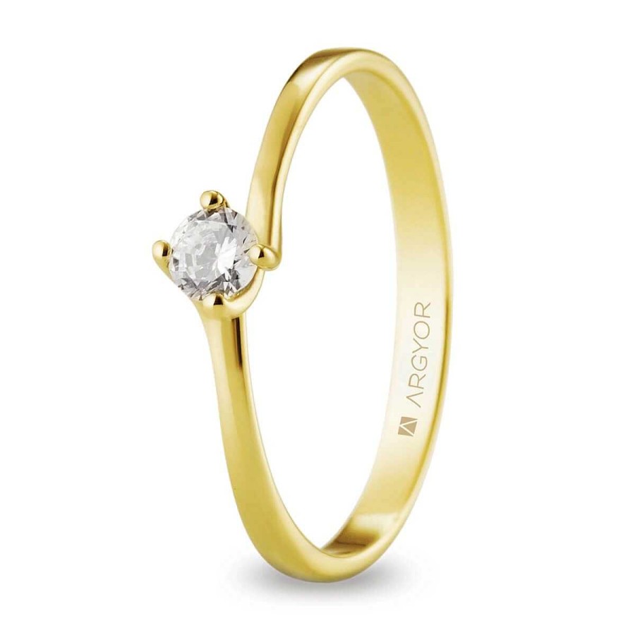 Joyer A ARGYOR | Anillo De Oro Amarillo Con Diamante 0.16Ct (74A0072)