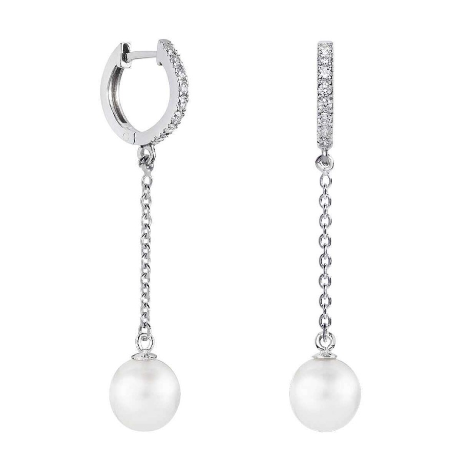 Joyer A ARGYOR | Pendientes Con Perla Blanca Para Novias En Plata Y Topacios (79B0407Td1)