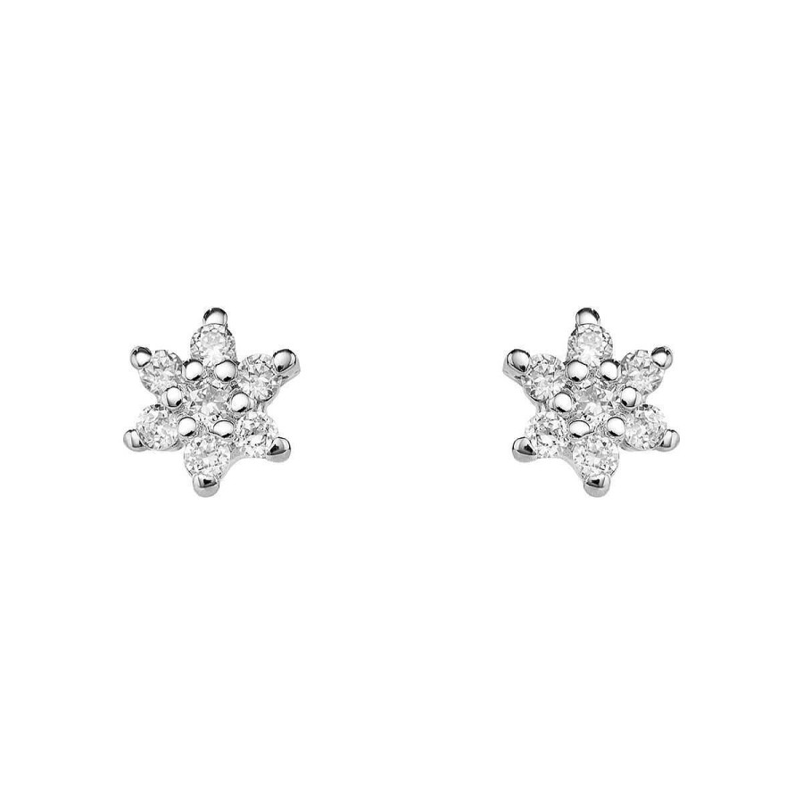 Joyer A ARGYOR | Pendientes Flor En Plata Con Brillantes (76Bpe001)