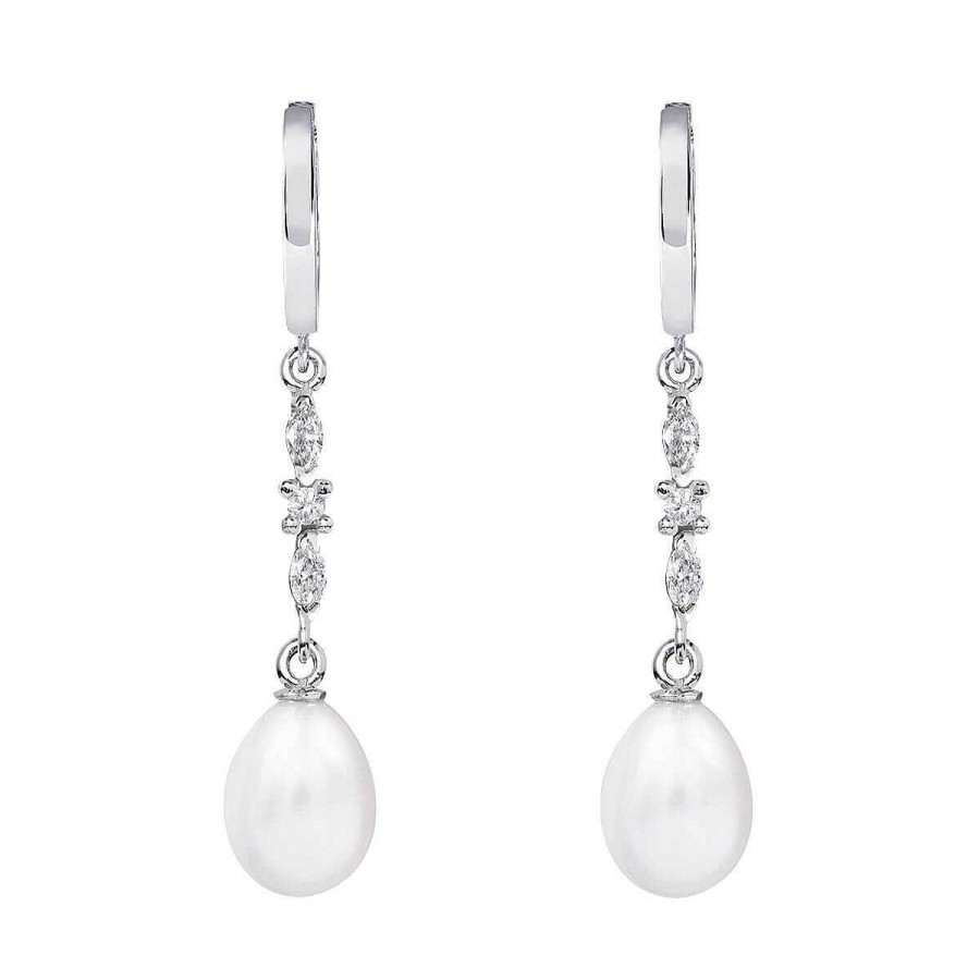 Joyer A ARGYOR | Pendientes De Perlas Para Novias Oro Blanco Diamantes O Topacios (79B0305Te1)