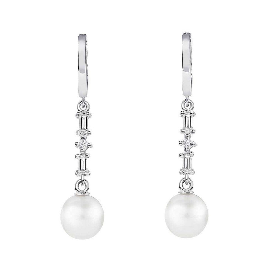 Joyer A ARGYOR | Pendientes Perla Plata Para Novias Con Topacios Baguette (79B0306Td1)