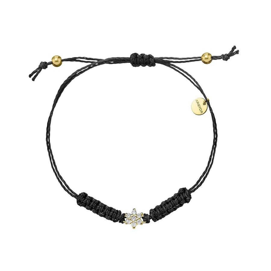 Joyer A ARGYOR | Pulsera Macram Flor Oro Y Diamantes (76Ama001)