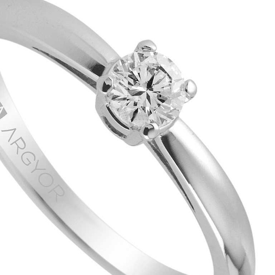 Joyer A ARGYOR | Solitario Con 1 Diamante Oro Blanco 0.16Ct (74B0010)