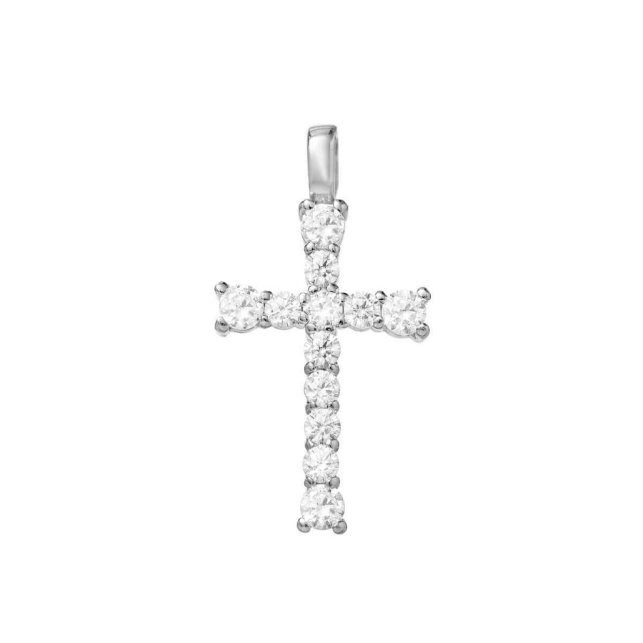 Joyer A ARGYOR | Cruz De Oro Blanco Con Circonitas (75B0023Z)