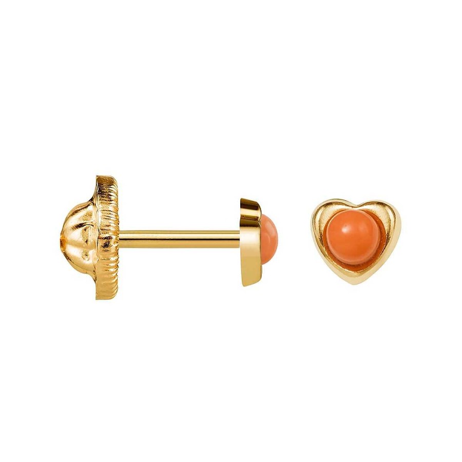 Joyer A ARGYOR | Pendientes De Beb En Oro Coraz N Con Coral (03260917)