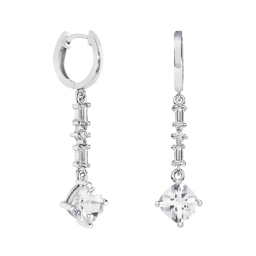 Joyer A ARGYOR | Pendientes De Novia Plata Con Topacios Entrepieza Baguette 79B0306Tc(1|2|3)