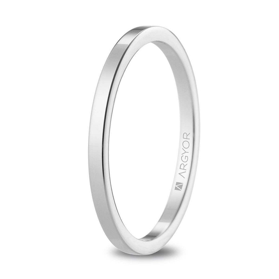 Joyer A ARGYOR | Anillo De Boda De Oro Blanco 18K Plano (5B17530)