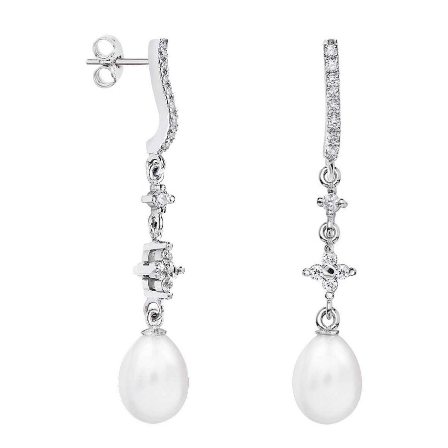 Joyer A ARGYOR | Pendientes De Perlas Para Novias En Plata Con Topacios (79B0504Te1)