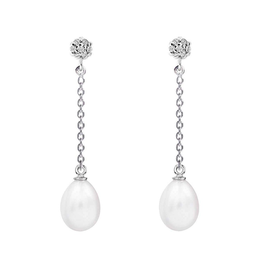 Joyer A ARGYOR | Pendientes De Perlas Para Novias En Plata Y Topacios Con Cadena (79B0607Te1)