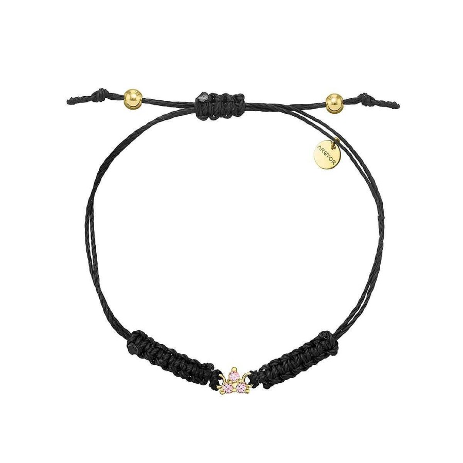 Joyer A ARGYOR | Pulsera Macram Oro Tri Ngulo Zafiro Rosa (76Ama002Zr)