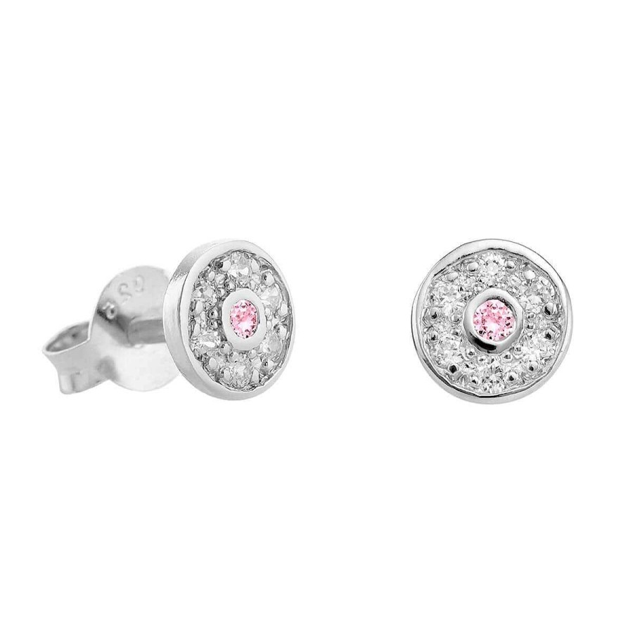 Joyer A ARGYOR | Pendientes Oro Blanco Roseta Y Zafiros Rosas (76Bpe003Zr)