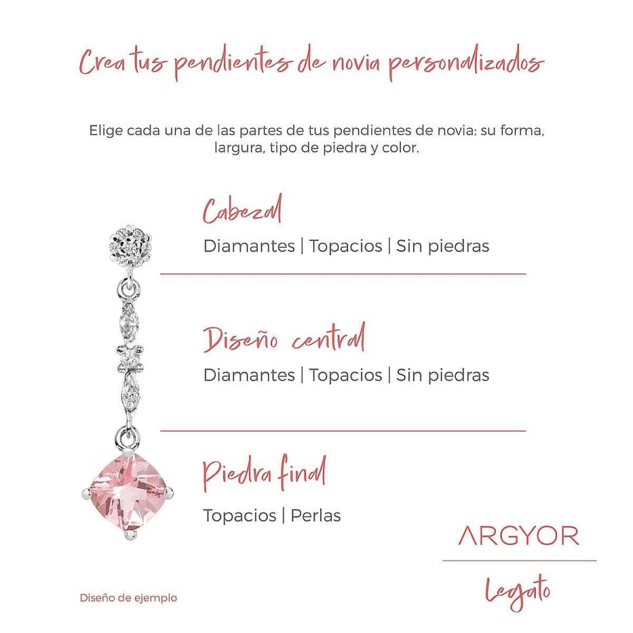 Joyer A ARGYOR | Pendientes De Perlas De Novia Oro Blanco Y Topacios (79B0405Td1)