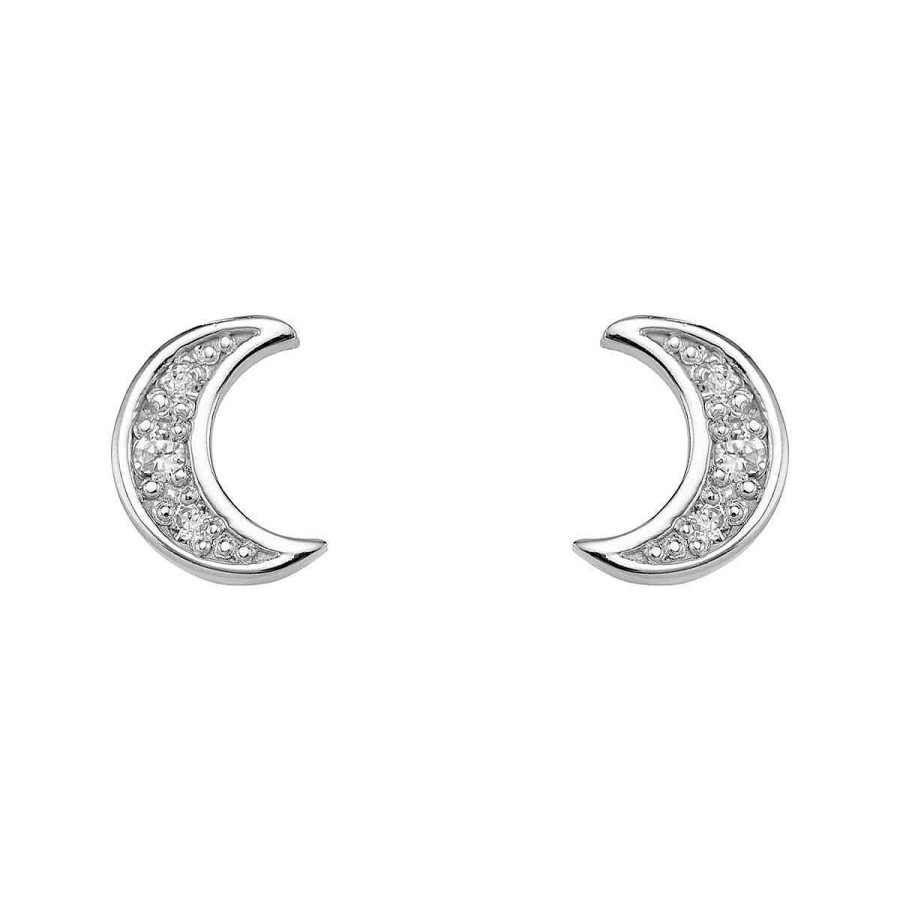 Joyer A ARGYOR | Pendientes Luna Diamantes Y Oro Blanco (76Bpe004)