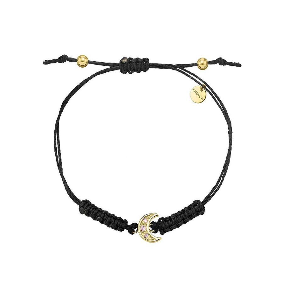 Joyer A ARGYOR | Pulsera Macram Oro Luna Zafiro Rosa (76Ama004Zr)