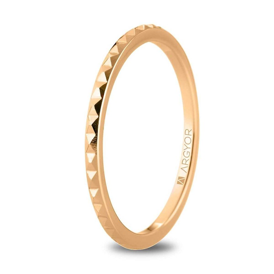 Joyer A ARGYOR | Alianza De Boda En Oro Rosa 18K Tachuelas (5R16536)