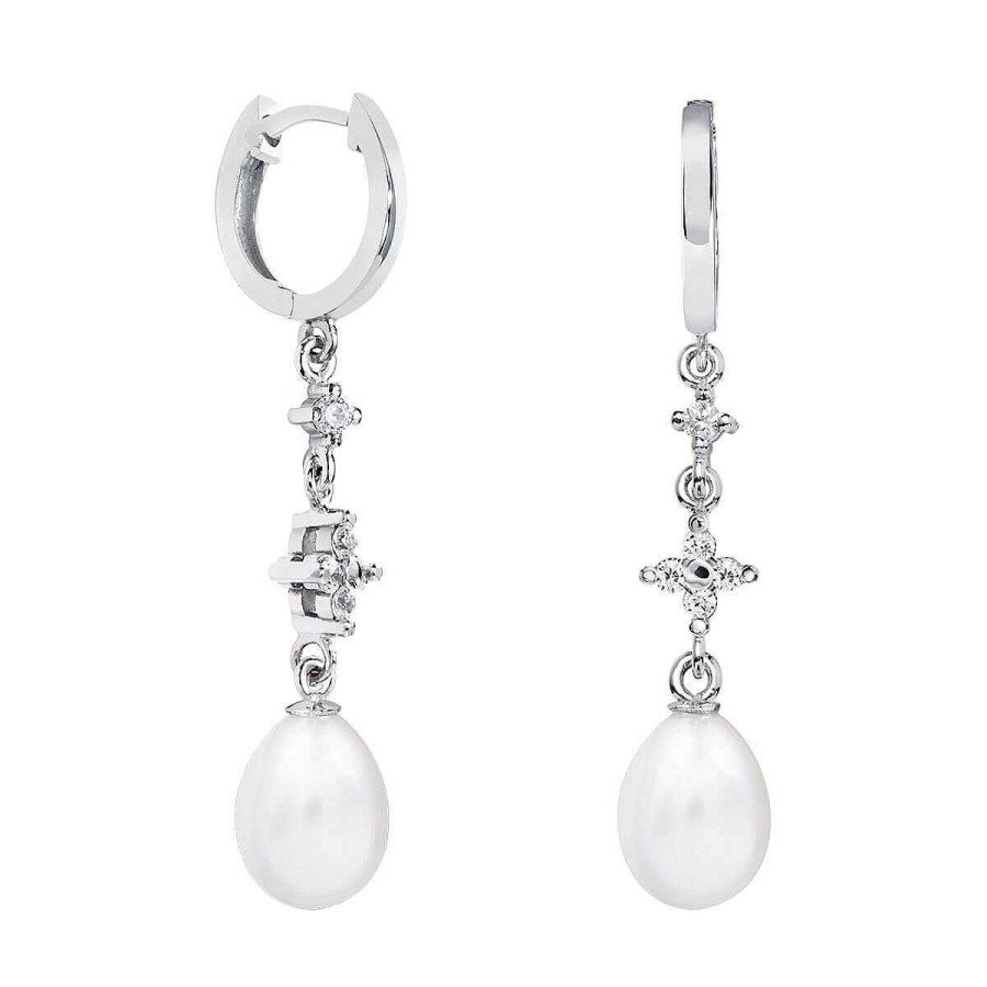 Joyer A ARGYOR | Pendientes De Perlas Para Novias Oro Blanco Diamantes O Topacios (79B0304Te1)