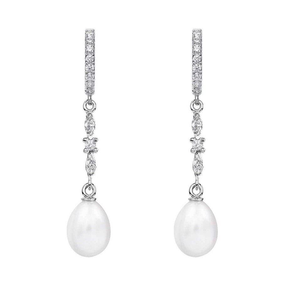 Joyer A ARGYOR | Pendientes Perlas Novia Plata Con Topacios Blancos (79B0405Te1)