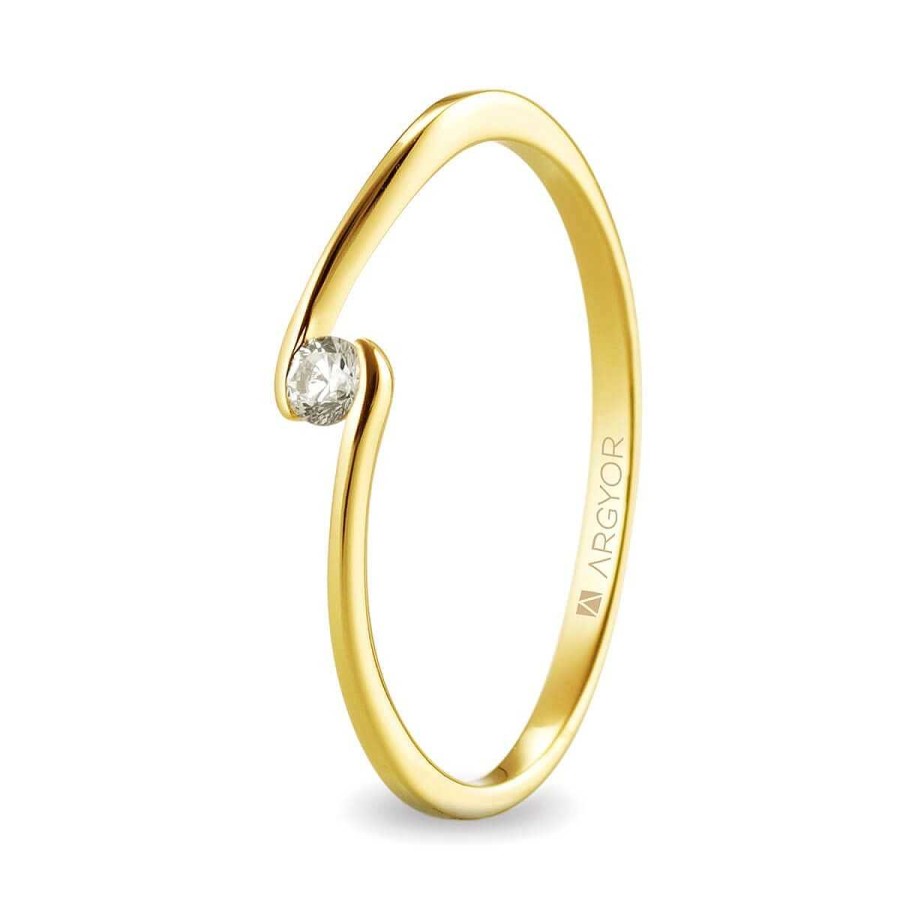 Joyer A ARGYOR | Anillo Solitario De Oro Amarillo Con Diamante 0.06Ct (74A0085)