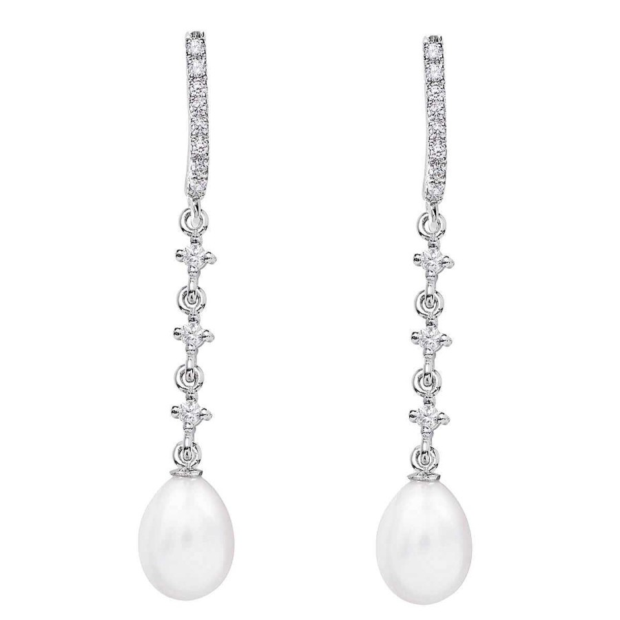 Joyer A ARGYOR | Pendientes Largos Novia Con Perlas En Oro Blanco (79B0503Te1)