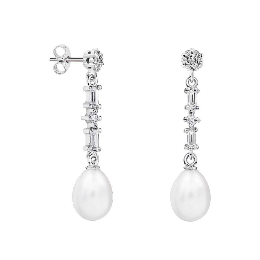 Joyer A ARGYOR | Pendientes De Perlas Para Novia En Plata Con Topacios (79B0606Te1)