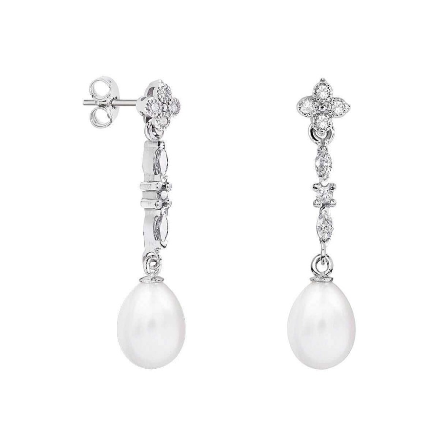 Joyer A ARGYOR | Pendientes Perla Plata De Novia Con Topacios Marquise (79B0105Te1)