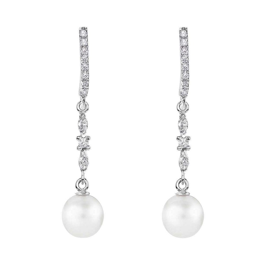 Joyer A ARGYOR | Pendientes De Perlas Para Novia Oro Blanco Y Topacios (79B0505Td1)