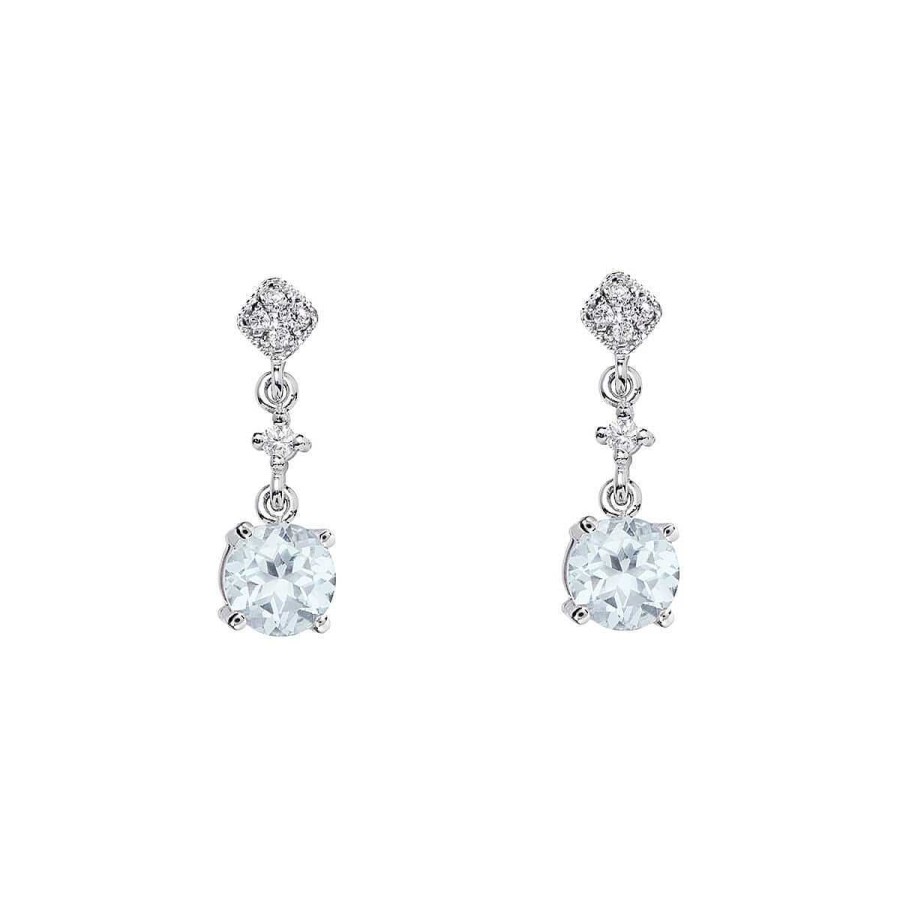 Joyer A ARGYOR | Pendientes De Novia En Plata Largos Con Brillante Azul (75B0228Tta)