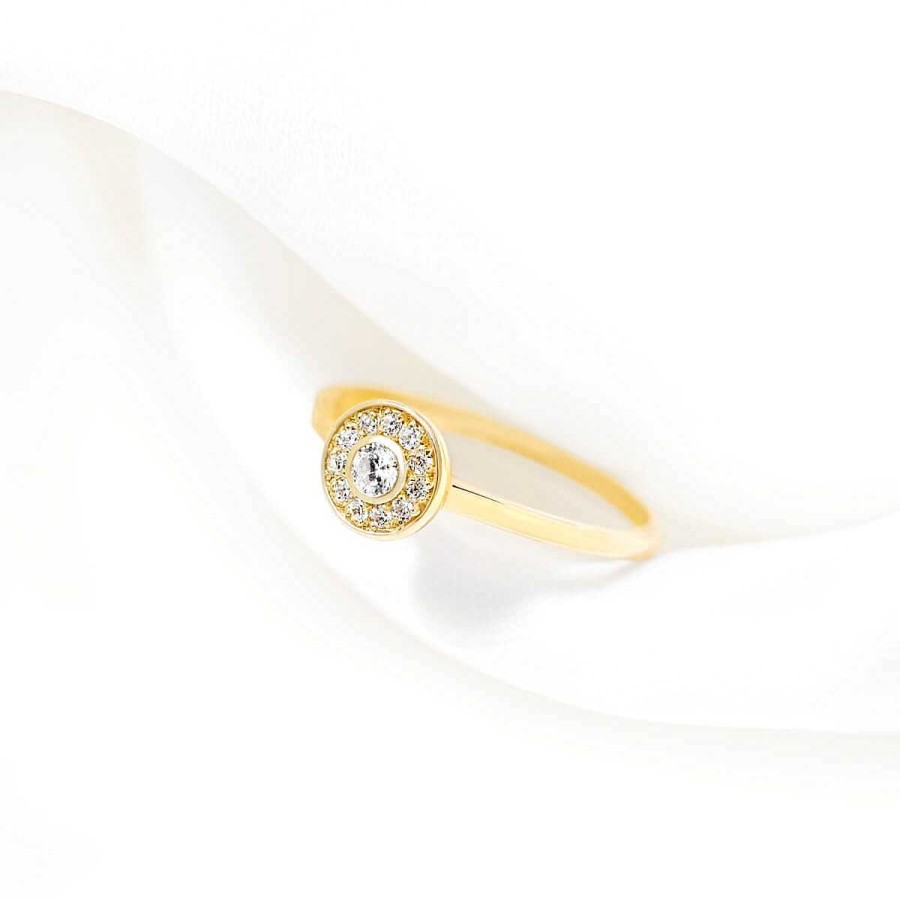 Joyer A ARGYOR | Anillo De Oro 18K Con Diamantes En Halo (74A0088)