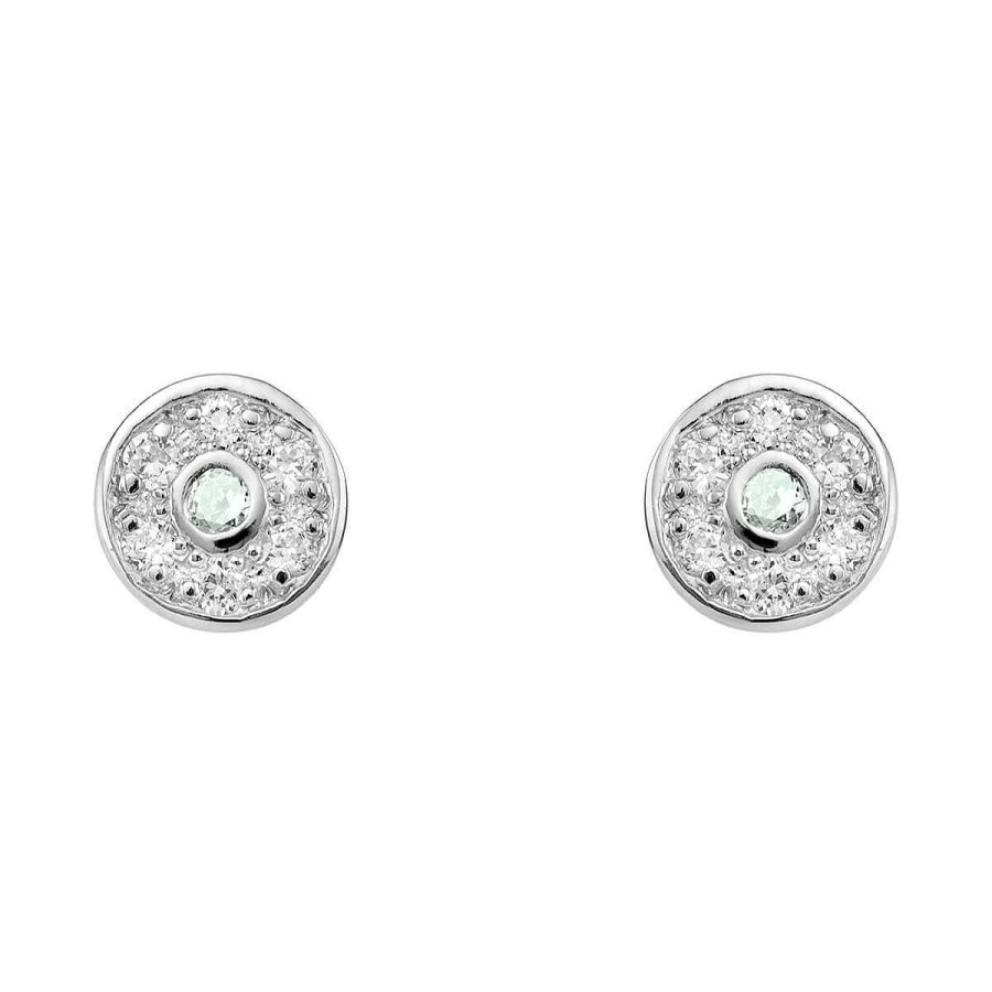 Joyer A ARGYOR | Pendientes Oro Blanco Roseta Y Zafiros Verdes (76Bpe003Zv)