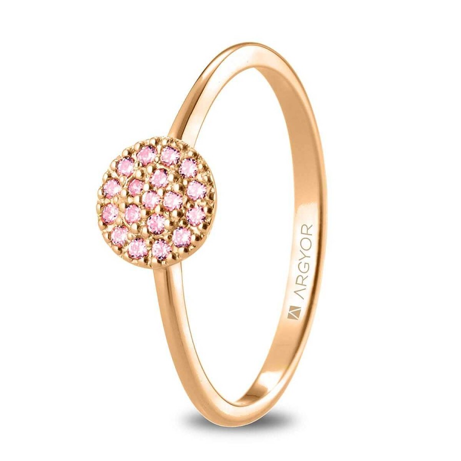 Joyer A ARGYOR | Anillo De Oro Rosa Con Roset N De Zafiros Rosas (74R0089Zr)