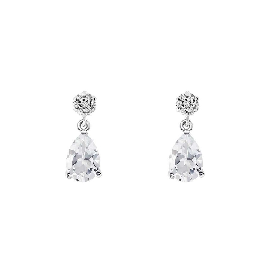 Joyer A ARGYOR | Pendientes De Novia Plata Con Cabezal En Dise O Roseta Y Topacio 79B0600Ta(1|2|3)