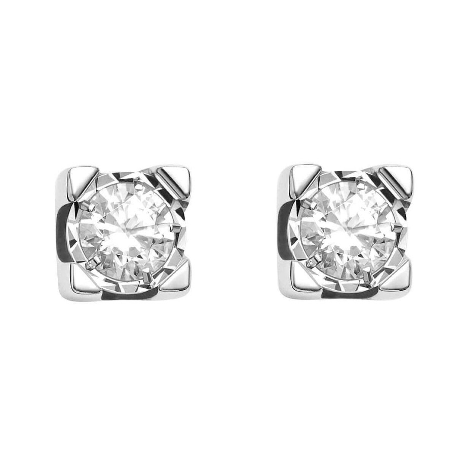 Joyer A ARGYOR | Pendientes De Novia Oro Blanco Con 2 Diamantes (75B0500)