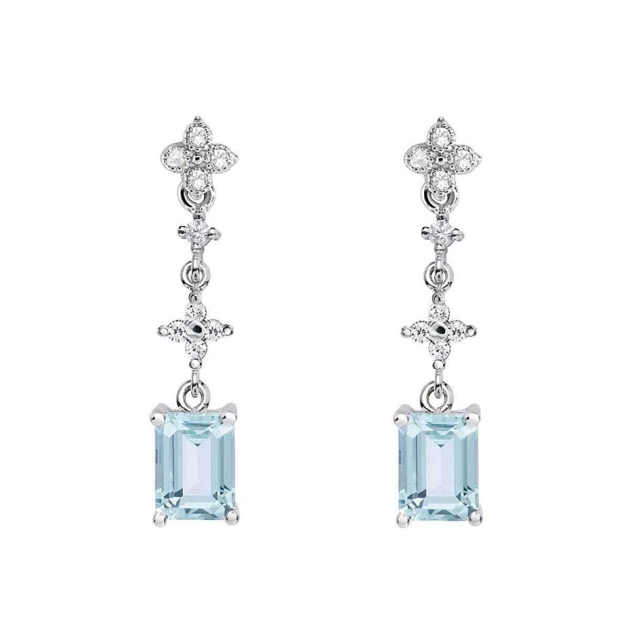 Joyer A ARGYOR | Pendientes De Novia De Plata Con Topacios Entrepieza Cruz 79B0104Tb(1|2|3)