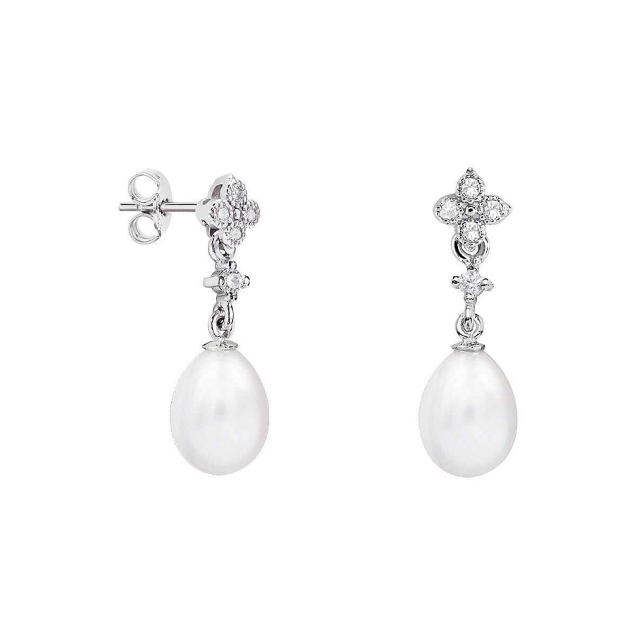 Joyer A ARGYOR | Pendientes De Perlas Blancas Para Novias En Plata Y Topacios (79B0101Te1)