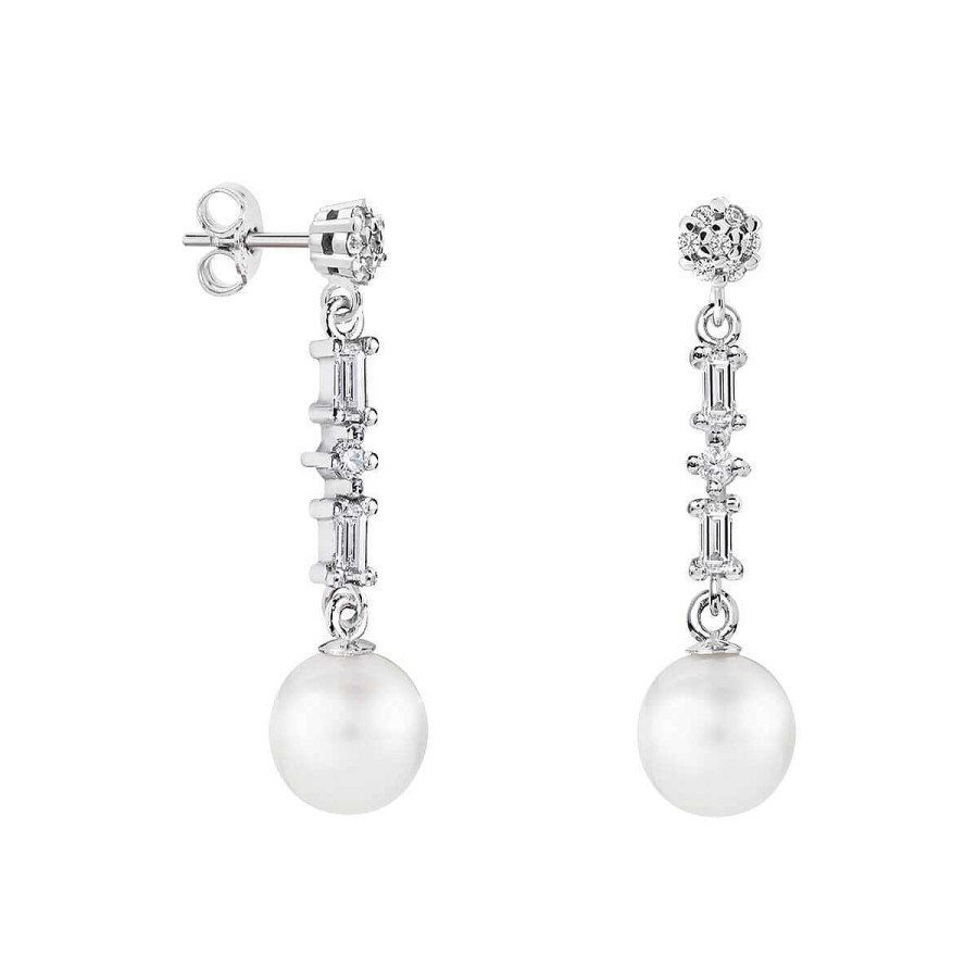 Joyer A ARGYOR | Pendientes Con Perlas Blancas Oro Blanco Diamante/Topacio (79B0606Td1)