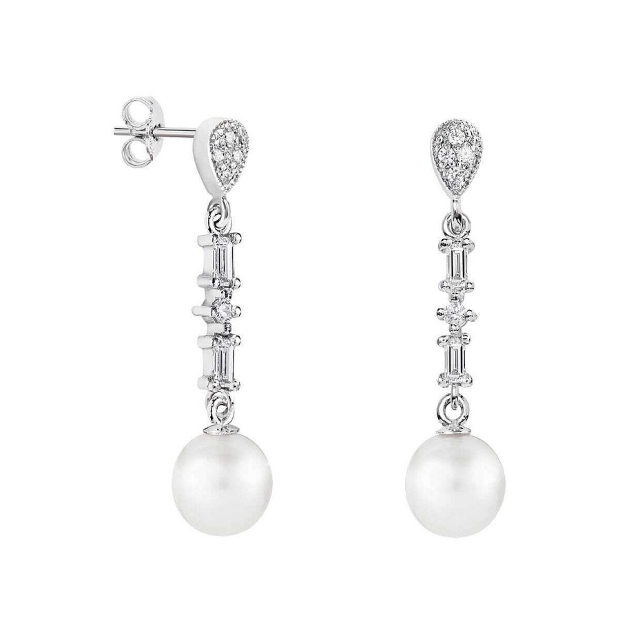 Joyer A ARGYOR | Pendientes De Perlas Blancas Para Novias Plata Con Topacios (79B0206Td1)