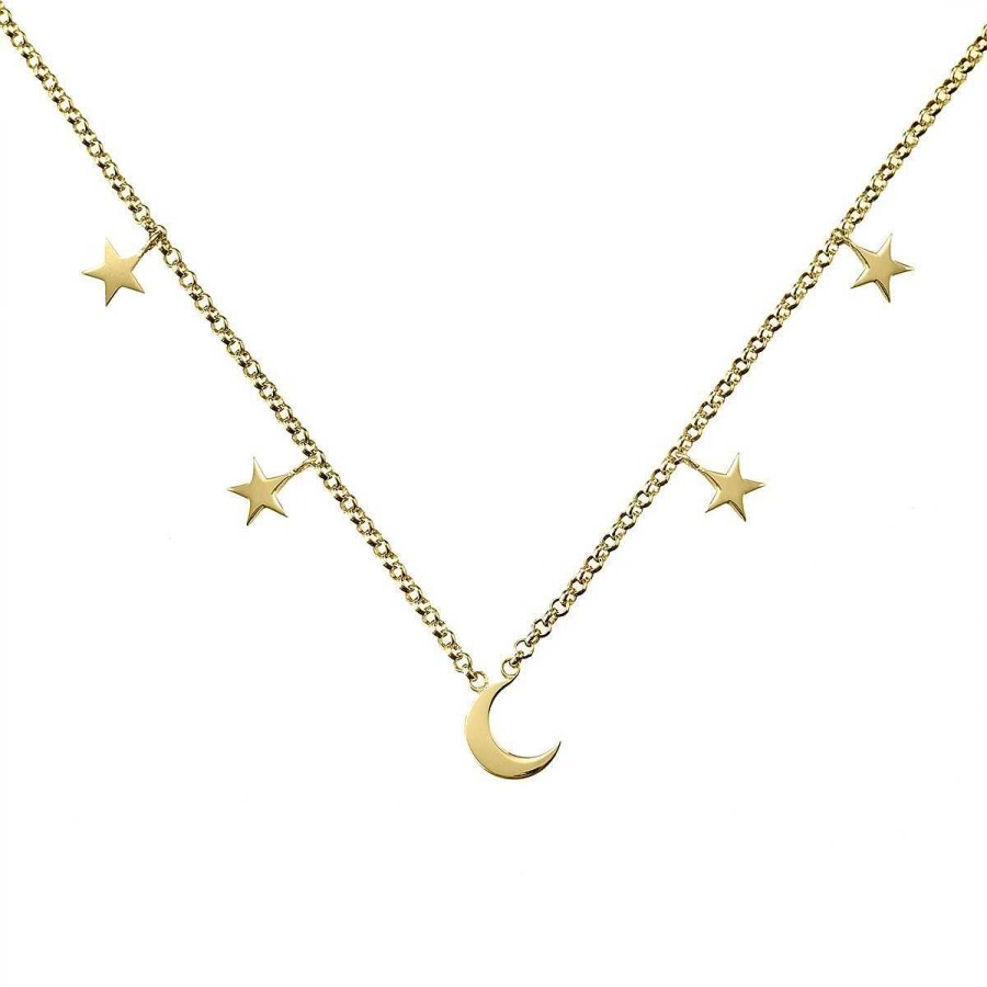 Joyer A ARGYOR | Collar De Plata De Ley 925 Dorada Luna Y Estrellas (3A8307300A)