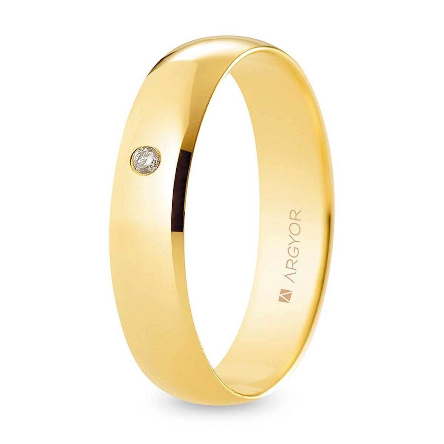 Joyer A ARGYOR | Alianza De Boda Oro Y Diamante Media Ca A 5 Mm Confort (A50Cp1D)